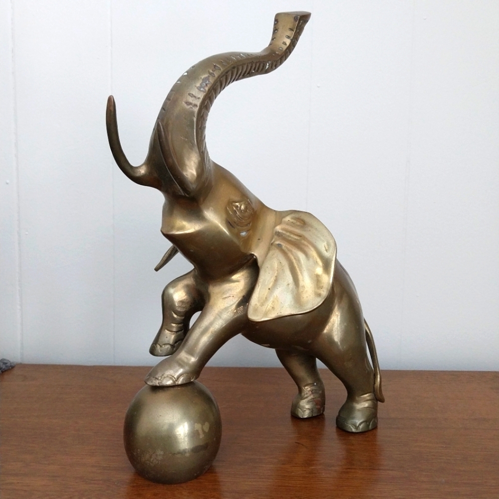 Vintage Solid Brass Elephant